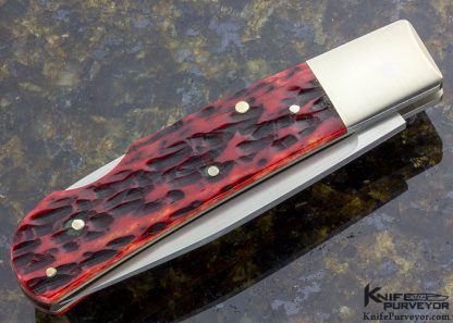 Frank Centofante Custom Knife #69 Red Jigged Bone Nickle Silver Lockback - Image 2