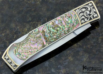 Frank Centofante Custom Knife  Abalone Lockback Engraved by Jon Robyn - Image 4