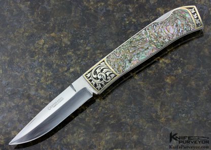 Frank Centofante Custom Knife Abalone Lockback Engraved by Jon Robyn 12044