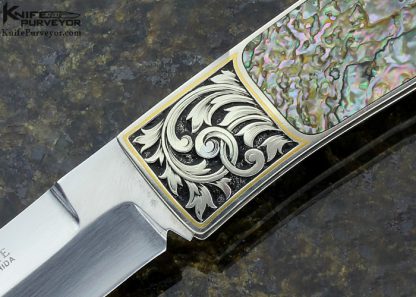 Frank Centofante Custom Knife Abalone Lockback Engraved by Jon Robyn 12044