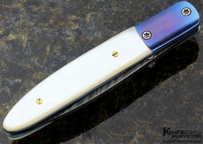 Frank Dilluvio Custom Knife Mother of Pearl wkith Titanium and Damascus Linerlock - Image 3