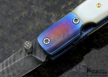 Frank Dilluvio Custom Knife Mother of Pearl wkith Titanium and Damascus Linerlock - Image 2