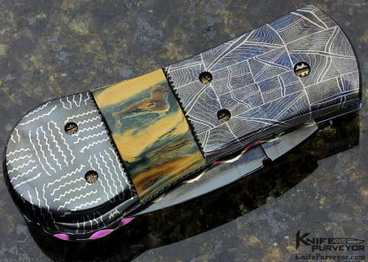 Frank Potter Custom Knife Mammoth & Robert Eggerling Mosaic Damascus "Peanut" Automatic Linerlock - Image 3