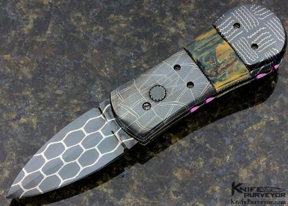 Frank Potter Custom Knife Mammoth & Robert Eggerling Mosaic Damascus "Peanut" Automatic Linerlock