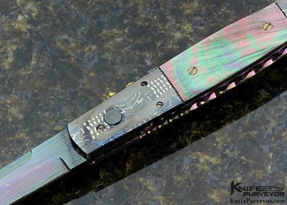 Frank Potter Custom Knife Black Lip Thaitian Pearl Shell & Robert Eggerling Mosaic Damascus "Gambler" Automatic Linerlock - Image 2