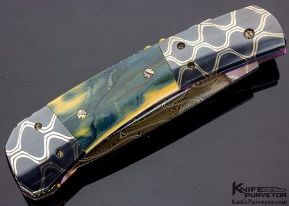 Frank Potter "Gambler" Custom Knife Auto with Blue Mammoth - Image 3