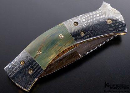 Frank Potter Custom Knife Blued Damascus & Mammoth Automatic Linerlock - Image 3