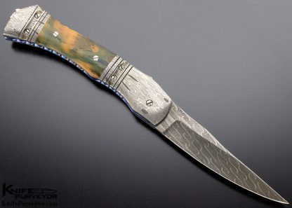 Frank Potter Custom Knife Mosaic Damascus and Mammoth Linerlock - Image 3