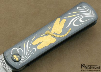 Dr. Fred Carter Custom Knives Sole Authorship Engraved 2007 AKI Dragonfly Linerlock - Image 3