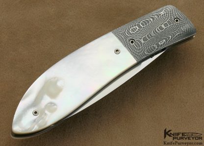 Gayle Bradley Custom Knife Mother of Pearl Shell & Mike Norris Stainless Steel Damascus Linerlock - Image 4