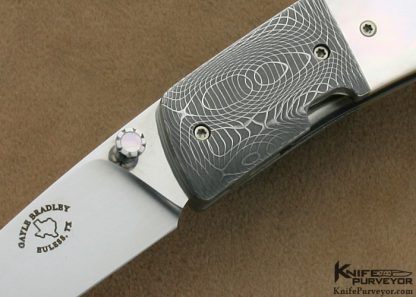 Gayle Bradley Custom Knife Mother of Pearl Shell & Mike Norris Stainless Steel Damascus Linerlock - Image 2