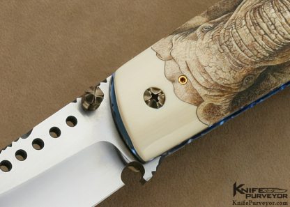 Gene Baskett Custom Knife 45 Caliber Pistol Grips Scrimshawed by "Garbo" Gary Williams Tail Lock - Image 2