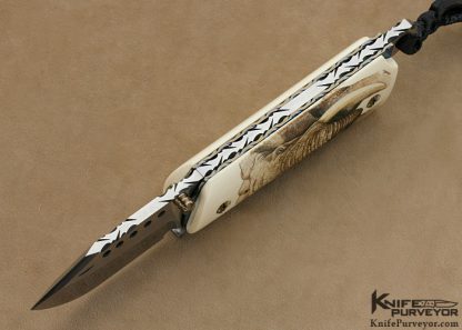 Gene Baskett Custom Knife 45 Caliber Pistol Grips Scrimshawed by "Garbo" Gary Williams Tail Lock - Image 5