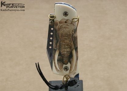 Gene Baskett Custom Knife 45 Caliber Pistol Grips Scrimshawed by "Garbo" Gary Williams Tail Lock - Image 9