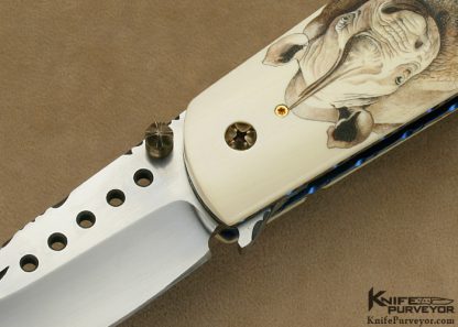 Gene Baskett Custom Knife 45 Caliber Pistol Grips Scrimshawed  by "Garbo" Gary Williams Tail Lock - Image 2