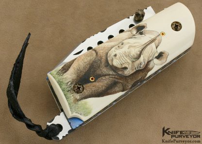 Gene Baskett Custom Knife 45 Caliber Pistol Grips Scrimshawed  by "Garbo" Gary Williams Tail Lock - Image 4