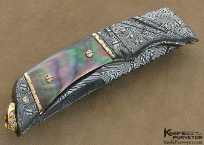 George Dailey Custom Knife Daryl Meier "Turkish Twist" Damascus & Black Lip Tahitian Pearl Shell Linerlock Featured in David Darom's "Art and Design in Modern Custom Folding Knives" Book - Image 3