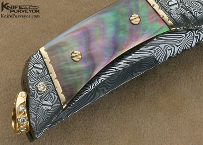 George Dailey Custom Knife Daryl Meier "Turkish Twist" Damascus & Black Lip Tahitian Pearl Shell Linerlock Featured in David Darom's "Art and Design in Modern Custom Folding Knives" Book - Image 4