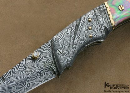 George Dailey Custom Knife Daryl Meier "Turkish Twist" Damascus & Black Lip Tahitian Pearl Shell Linerlock Featured in David Darom's "Art and Design in Modern Custom Folding Knives" Book - Image 2