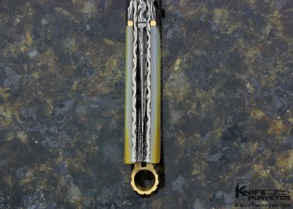 George Dailey Custom Knife Gold Lip Pearl & Damascus Linerlock - Image 6