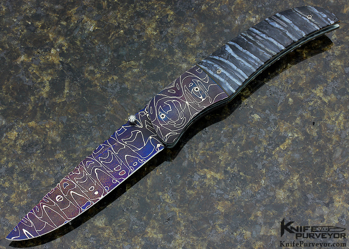 George Muller Custom Knife Damascus Linerlock - Knife Purveyor