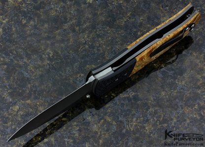 Greg Lightfoot Custom Knife Maple Burlwood and Carbon Fiber Linerlock - Image 5