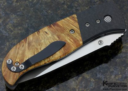 Greg Lightfoot Custom Knife Maple Burlwood and Carbon Fiber Linerlock - Image 3