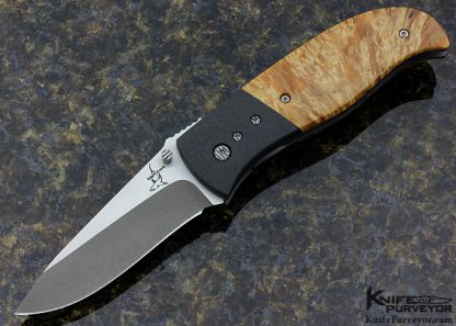 Greg Lightfoot Custom Knife Maple Burlwood and Carbon Fiber Linerlock