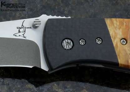 Greg Lightfoot Custom Knife Maple Burlwood and Carbon Fiber Linerlock - Image 2