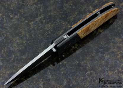 Greg Lightfoot Custom Knife Maple Burlwood and Carbon Fiber Linerlock - Image 4