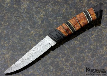 Greger Forselius Custom Knife Burch Wood with Files Nickle Silver Spacers Scandinavian Fighter