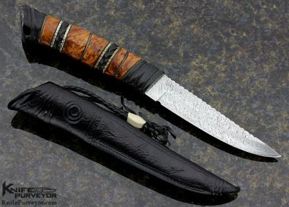 Greger Forselius Custom Knife Burch Wood with Files Nickle Silver Spacers Scandinavian Fighter - Image 3