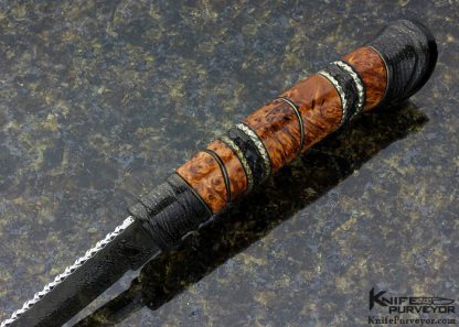 Greger Forselius Custom Knife Burch Wood with Files Nickle Silver Spacers Scandinavian Fighter - Image 5