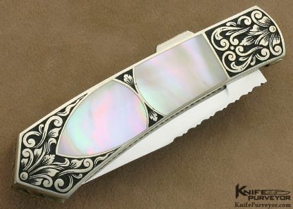 Harvey McBurnette Custom Knife Sole Authorship Engraved Double Sea Snail Shell Interframe Lockback - Image 3