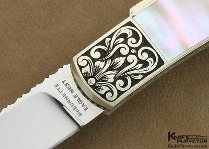 Harvey McBurnette Custom Knife Sole Authorship Engraved Double Sea Snail Shell Interframe Lockback - Image 2