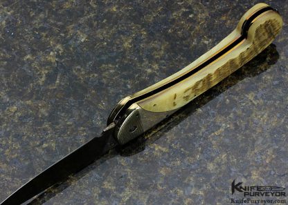 Howard Clark Custom Knife Sole Authorship Damascus & Sheep Horn Bolster Release Automatic - Image 5