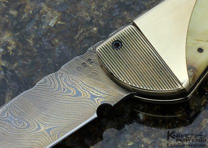 Howard Clark Custom Knife Sole Authorship Damascus & Sheep Horn Bolster Release Automatic - Image 2