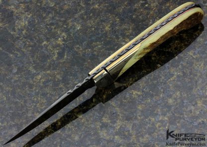 Howard Clark Custom Knife Sole Authorship Damascus & Sheep Horn Bolster Release Automatic - Image 4