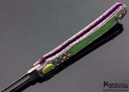 Howard Hitchmough Custom Knife Damasteel & Jade Lockback Folder with 18Kt Gold Accents - Image 5