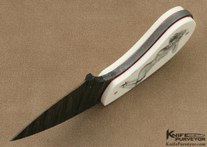 Ron Luebke Jr. Custom Knife Damascus  Scrimshawed Neck Knife - Image 7