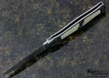 Jack Busfield Custom Knife Green Sea Snail Shell Double Inteframe Lockback Dagger Engraved by Ron Skaggs - Image 7