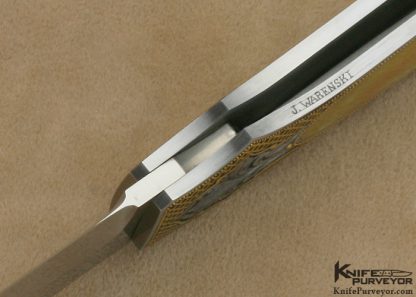 Jack Busfield Custom Knife South Sea Gold Lip Pearl Interframe Lockback "Price Dagger" Engraved by Master Engraver Julie Warenski - Image 6