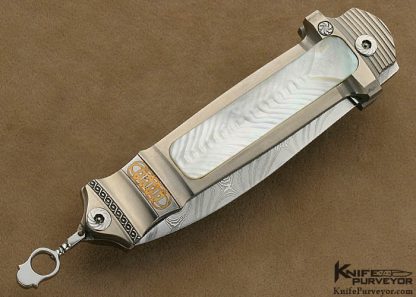 Jack Levin Custom Knife Herring Bone Pearl & Damascus Auto - Image 4