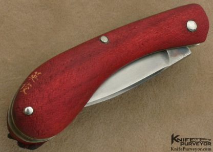 Hidetoshi Nakayama Custom Knife "Cat & Mouse" Carved Boxwood Slip Joint - Image 3