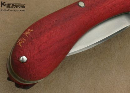 Hidetoshi Nakayama Custom Knife "Cat & Mouse" Carved Boxwood Slip Joint - Image 5