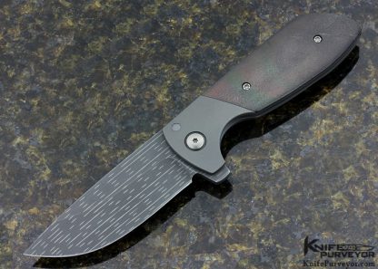 Jared Price Custom Knife Chad Nichols "Starfire" Damascus, Titanium & Zirconium "Osprey" Frame Lock Flipper