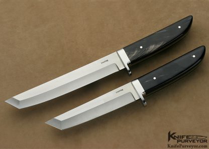 Jeff Chaffee Custom Knives Pair of Black Cape Buffalo Horn Tantos