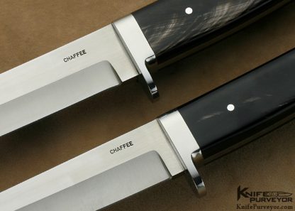 Jeff Chaffee Custom Knives Pair of Black Cape Buffalo Horn Tantos - Image 2