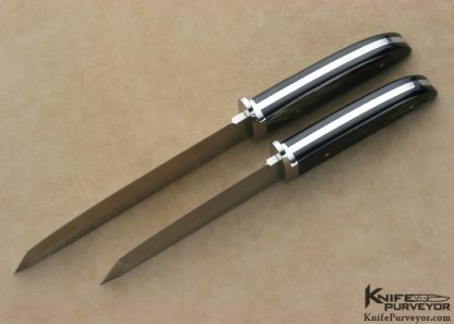 Jeff Chaffee Custom Knives Pair of Black Cape Buffalo Horn Tantos - Image 4