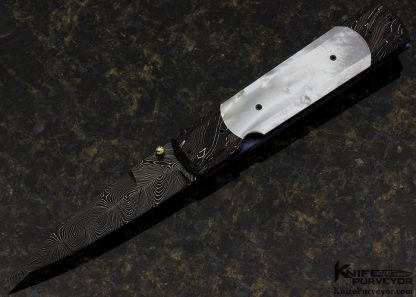 Jeff Chaffee Custom Knife Pearl & Damascus Stiletto Linerlock